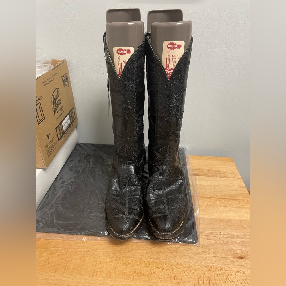 Nocona Full Quill Patchwork Foot and Shaft Ostrich Cowboy Boots Size 9 M